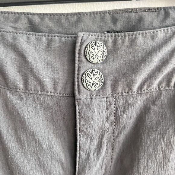 prAna Convertible Pant Women 8 Gray Performance Pockets Roll Up Hiking Camping - Picture 12 of 16